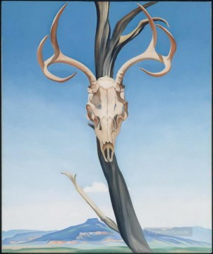 ジョージア・オキーフ Painting - ジョージア・オキーフの鹿の頭蓋骨 アメリカのモダニズム 精密主義